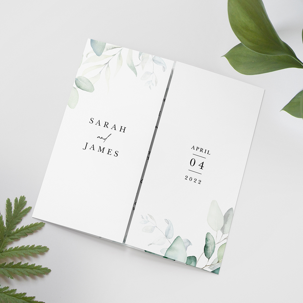 Dreamy Eucalyptus' Printed Gatefold Wedding Invitation
